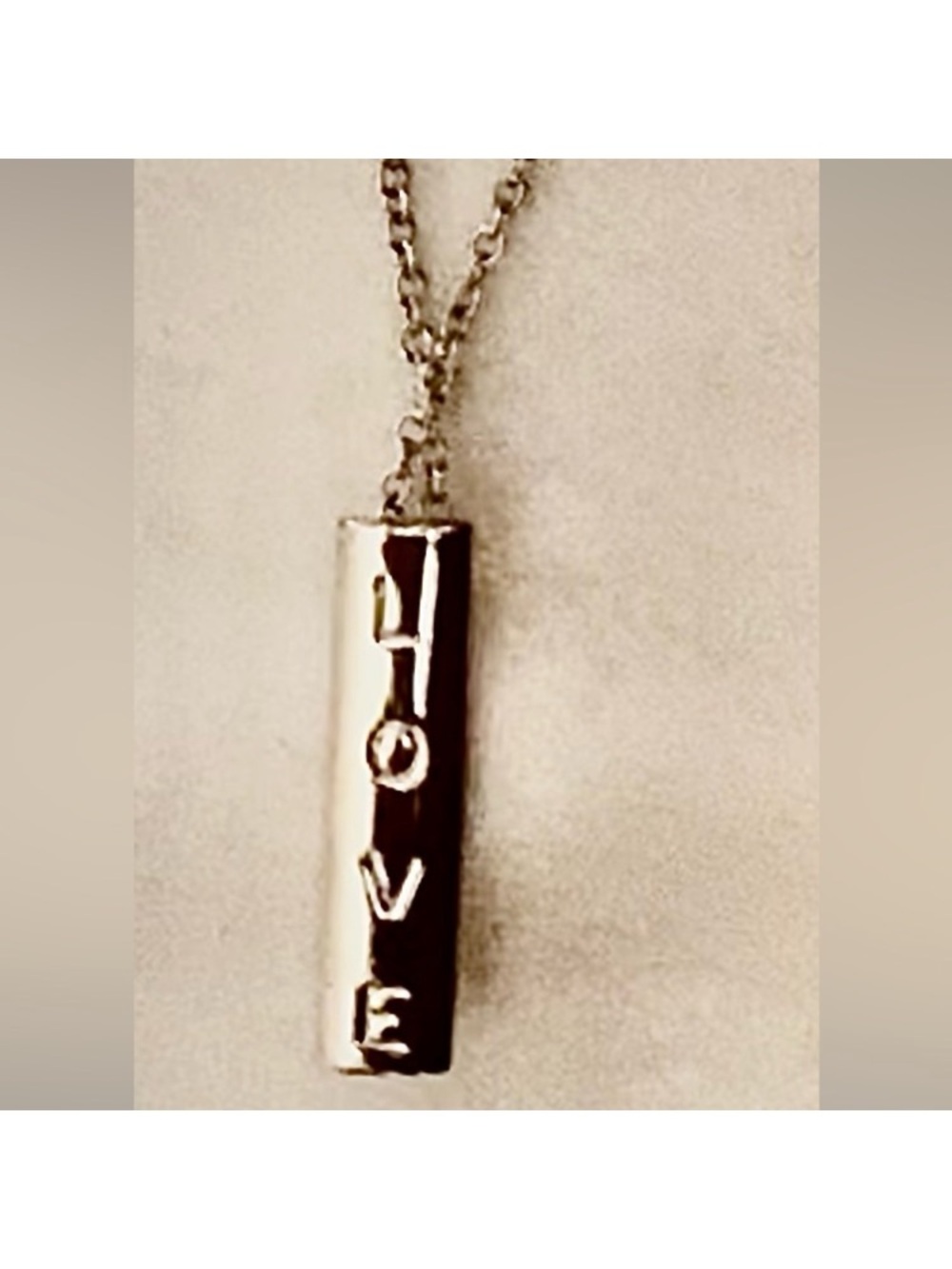 Silver-Tone LOVE Vertical Bar Necklace
